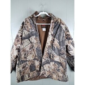 Stearns Camo Hooded Raincoat Jacket Coat 2XL‎ Dry Wear Lined Real Tree Dry Wear